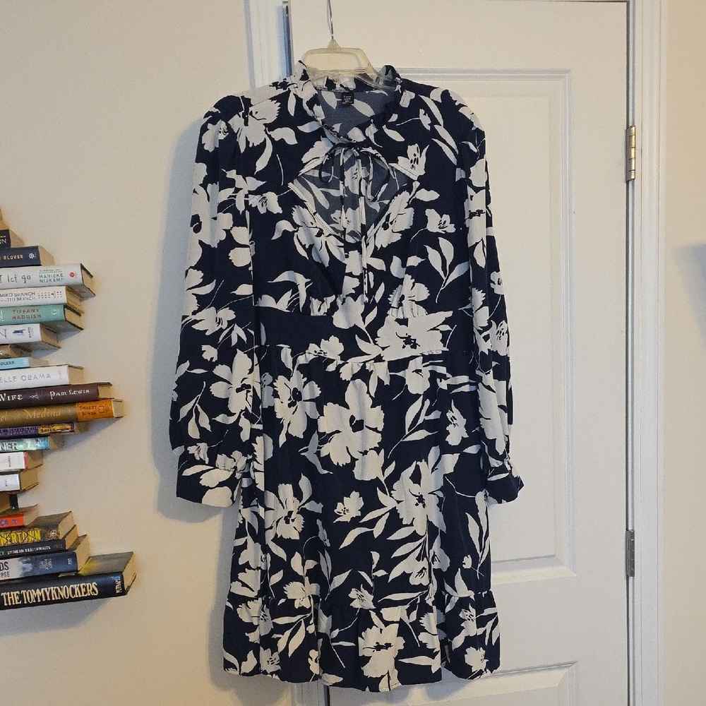 Floral Navy and White Dress